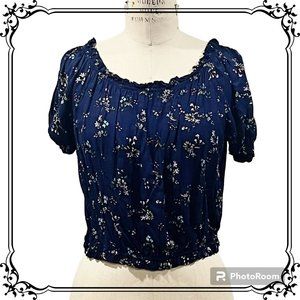 COZY CASUAL Off-The-Shoulder Floral Crop Blouse - Size M